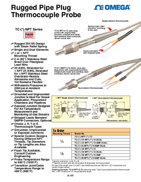 Thumbnail of document Data Sheet - TC-J Pipe Plug Thermocouple Probes w/ NPT Fitting & Lead